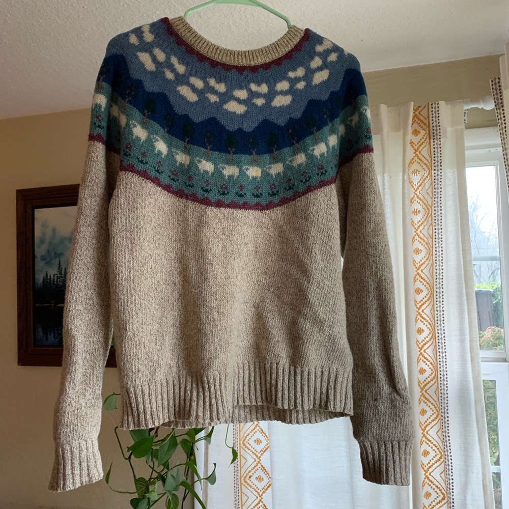 Vintage Eddie Bauer sheep sweater wool cottagecore